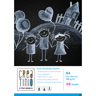 Blok techniczny A4 10k 160g CREATINIO czarny 400079853