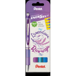 Pióro kulkowe ENERGEL 0,7 mm,  kpl.4 kolory LAWENDOWA PROWANSJA BL77-ST4CSVVPL PENTEL