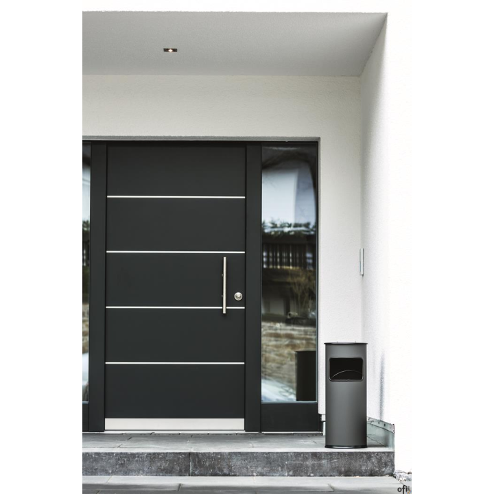 Kosz na śmieci, metalowy, okrągły, z popielni cą Antracytowy 333058 DURABLE