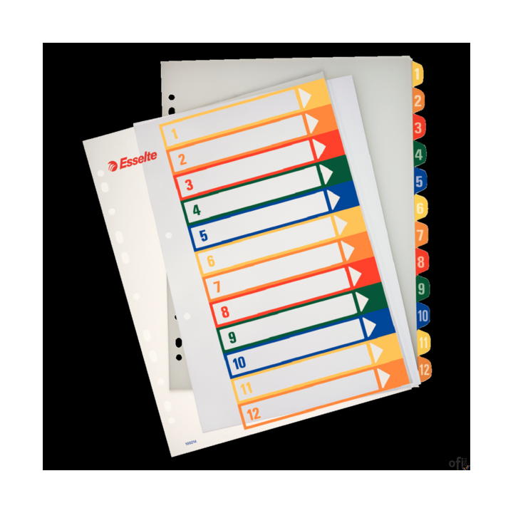 Przekładki plastikowe ESSELTE 1-12 do zadruku 100214