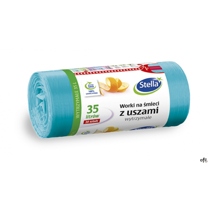 Worki na śmieci z uszami wytrzymałe 35L 30szt. niebieskie (HD-LD) STELLA