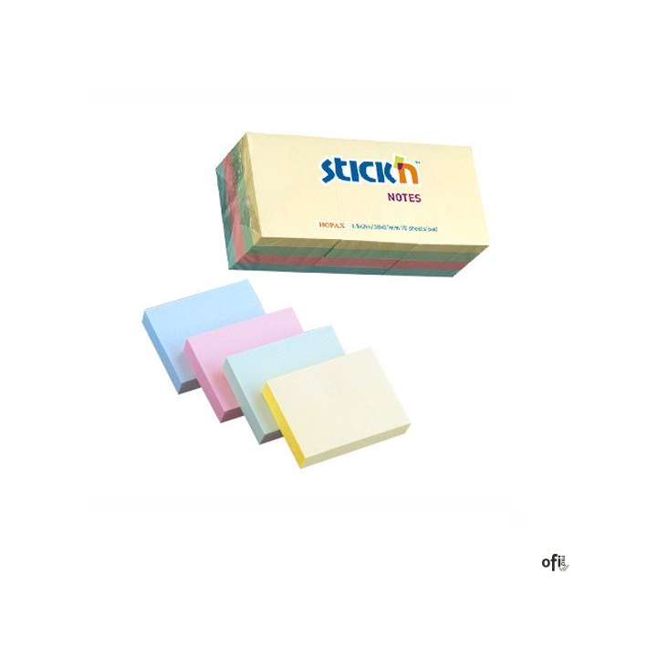 Bloczki STICKN 38x51mm mix pastelowy 12bloczków x 100 kartek 21531
