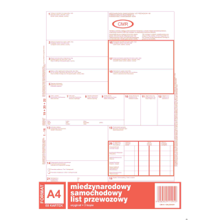 Międzynarodowy list przewozowy CMR, (1+3) A4 80 kartek, 10-800-1 DOTTS