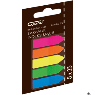 Zakładki indeksujące GRAND GR-Z5-25, strzałki 5 kol., 45 x 12 mm 150-1417