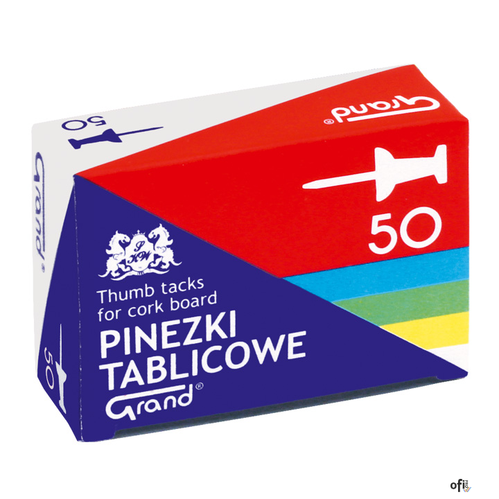 Pinezki tablicowe op-50szt. kolorowe GRAND 110-1657 beczułki