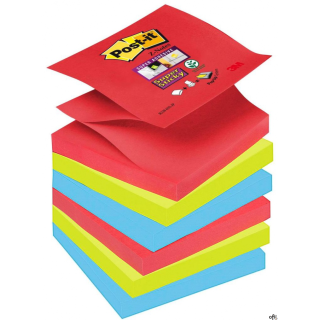 Bloczek samoprzylepny POST-IT Super sticky Z-Notes (R330-6SS-JP), 76x76mm, 6x90 kart., paleta Bora Bora