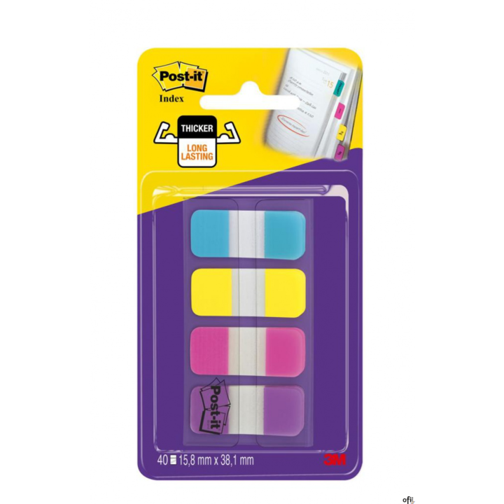 Zakładki indeksujące POST-IT do archiwizacji (676-AYPV), PP, silne, 16x38mm, 4x10 szt., mix kolorów