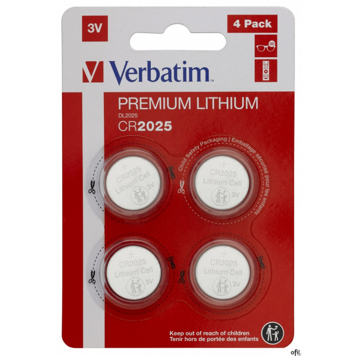 Baterie VERBATIM LITHIUM CR2025 BLISTER 4szt. 49532