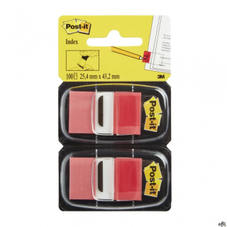 Zakładki indeksujące POST-IT_ (680-R2EU), PP, 25,4x43,2mm, 2x50 kart., czerwone