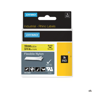 Taśma nylonowa RHINO elastyczna - żółta 19 mm (do opisu kabli i przewodów) 18491 DYMO