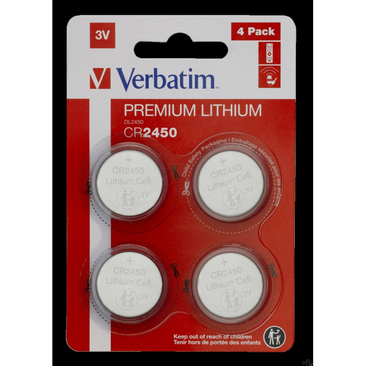 Baterie VERBATIM LITHIUM CR2450 3V BLISTER 4szt. 49535