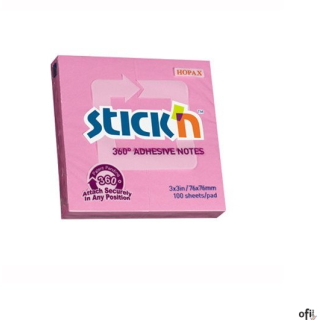 Bloczek STICKN 76x76mm 360stopni różowy 21554