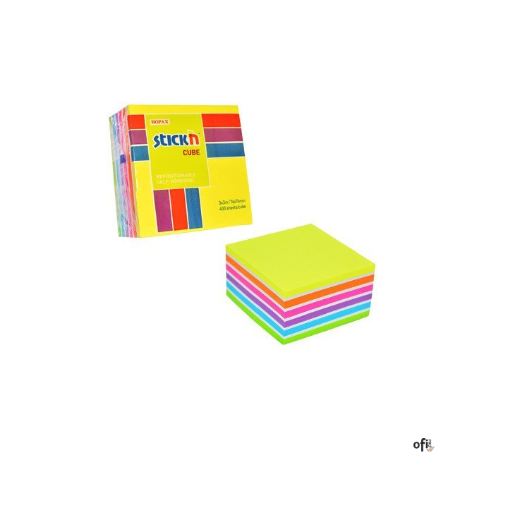 Bloczek STICKN 76x76mm 400k mix neonowy 6 kolorów 21539