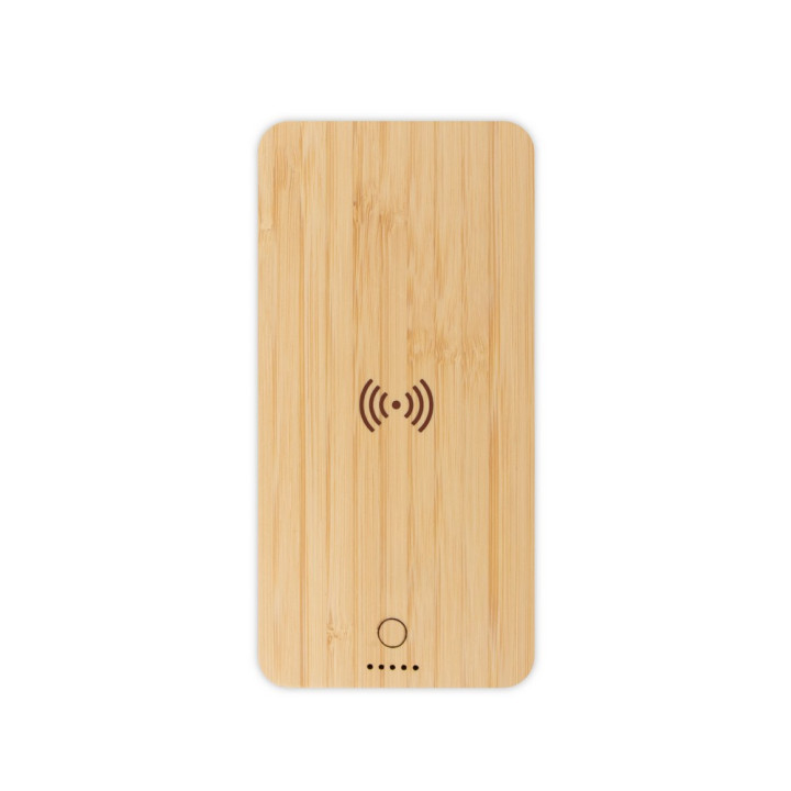 Bambusowy bezprzewodowy power bank 8000 mAh B'RIGHT, ładowarka bezprzewodowa 15W | Benson