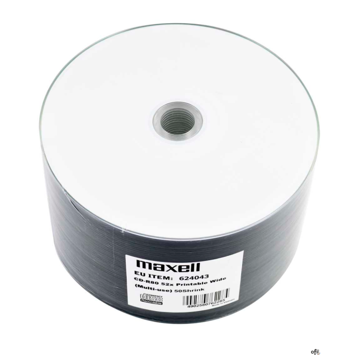 Płyta MAXELL CD-R 700MB 52x (50szt) PRINTABLE white do nadruku, SP shrink, bulk 624043