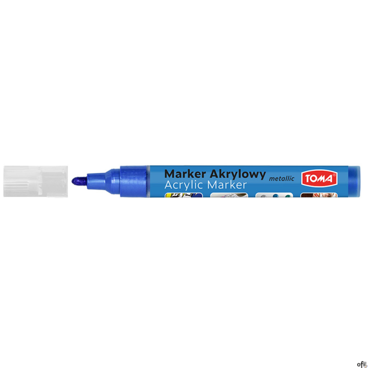 Marker akrylowy, fibrowa końcówka okrągła 2-5mm,  niebieski jasny metalic TO-402 Toma