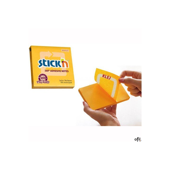 Bloczek STICKN 76x76mm 360stopni ciemnożółty 21551