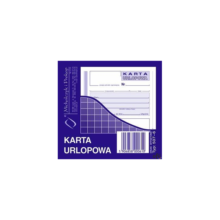 507-6 Karta urlopowa MICHALCZYK&PROKOP 2/3 A6 40 kartek