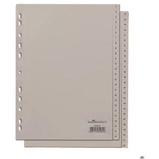 Przekładki PP A4 szare, nadruk, indeksy, dwie sekwencje Szary 650410 DURABLE