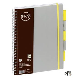 Kołobrulion_GRAND NOTO Book kratka, A4/100 kartek, szary 150-1408 5 przekładek