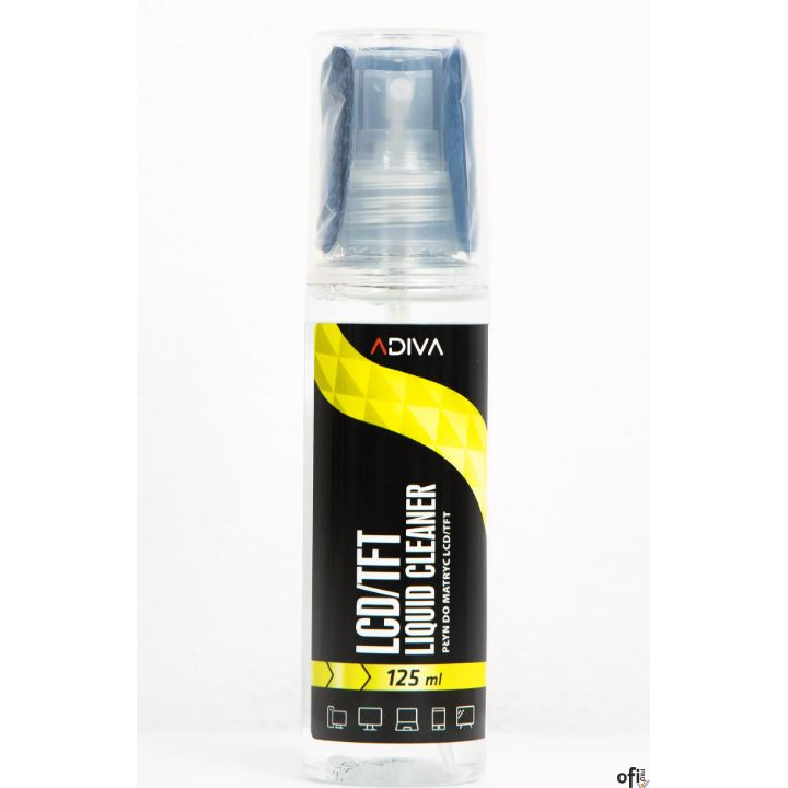 Płyn do czyszczenia ekranów LCD/TFT 125 ml, + ściereczka mikrofibra niebieska 15x18cm ADIVA