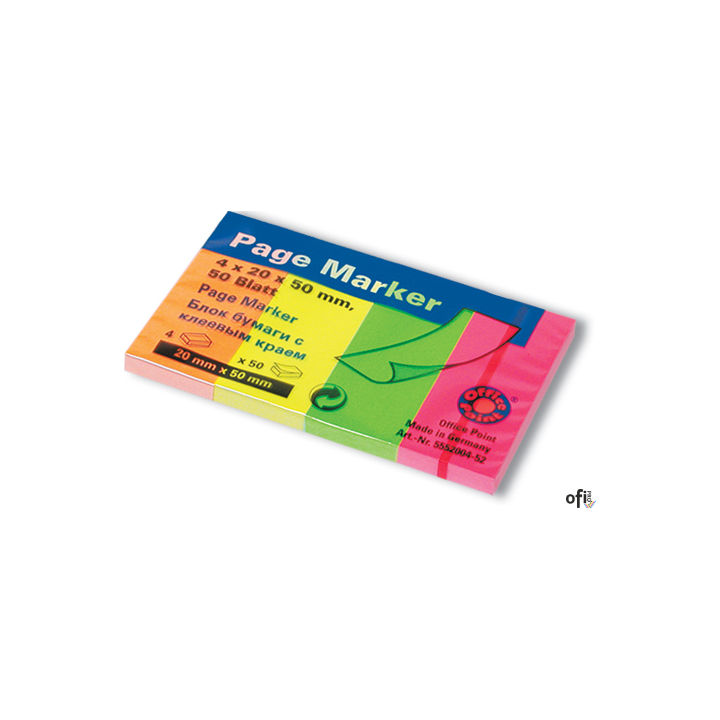 Zakładki indeksujące 50x20x4 neonowe (4x50fiszek) 5552 OP5552004-5224004 KOH I NOOR