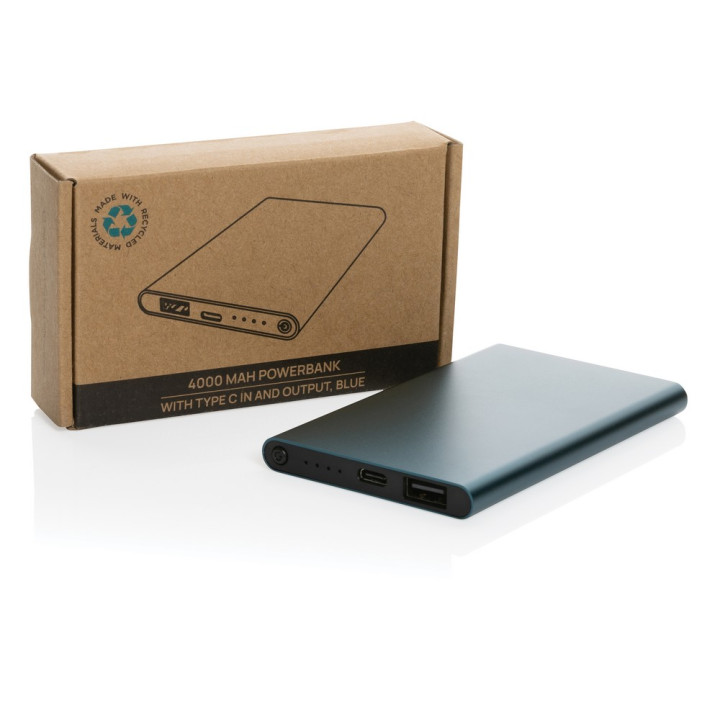 Power bank 4000 mAh z aluminium z recyklingu