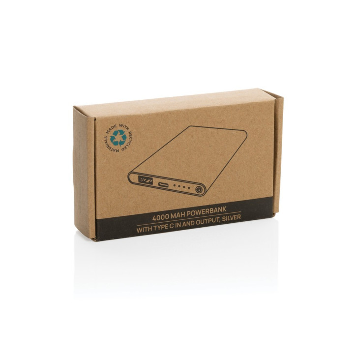 Power bank 4000 mAh z aluminium z recyklingu