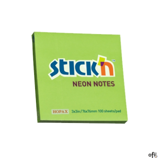 Bloczek STICKN 76x76mm zielony neonowy 100k 21167 STICKN