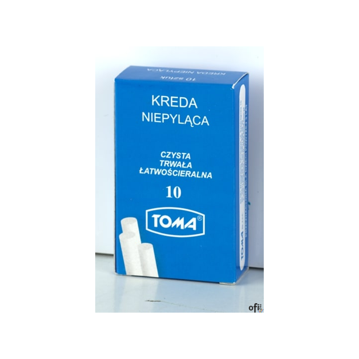 Kreda szkolna niepyląca biała -  opakowanie 10 pałeczek biały TO-81200 Toma