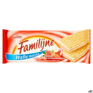 Wafle FAMILIJNE Truskawkowo-śmietankowym 180g JUTRZENKA