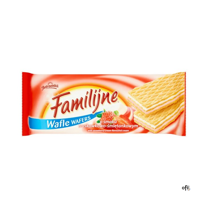 Wafle FAMILIJNE Truskawkowo-śmietankowym 180g JUTRZENKA