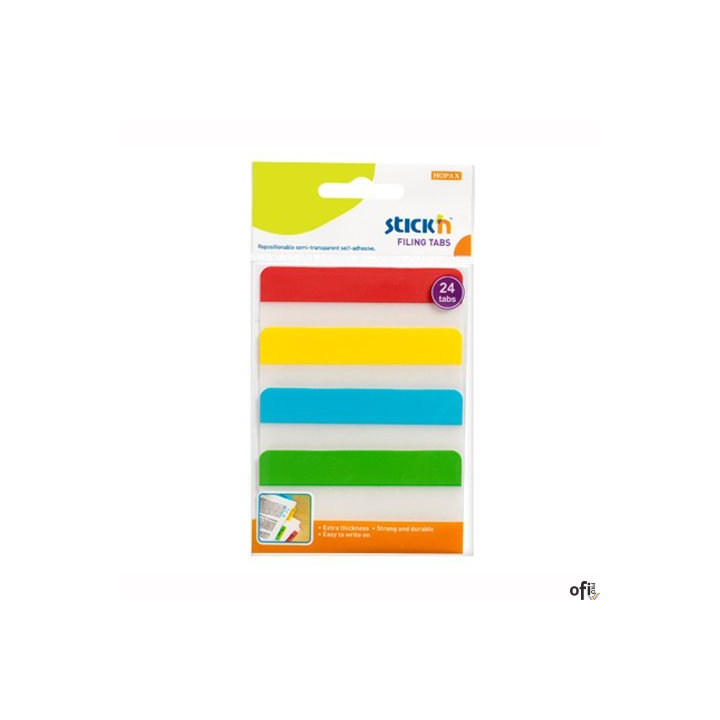 Przekładki indeksujące przeźroczyste 38x76mm 4 kolory STICKN 21609