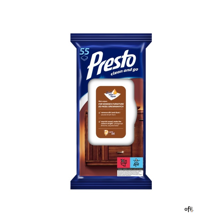 PRESTO Ściereczki nawil.do mebli drewnianych 72 szt. *11484