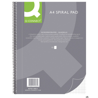 Kołonotatnik Q-CONNECT, A4, w kratkę, 80 kart., 70gsm, perforacja KF01981