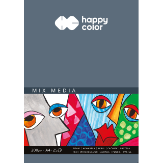 Blok MIX MEDIA, ART, A4, 25 ark, 200g, Happy Color HA 3720 2030-A25