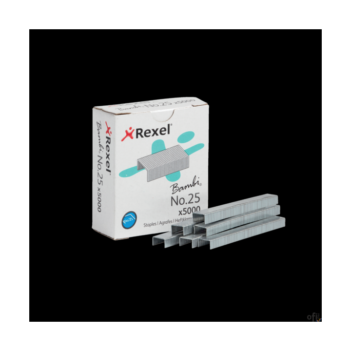 Zszywki Rexel No.25 opakowanie 5000 szt. 5025, do zszywacza Bambi
