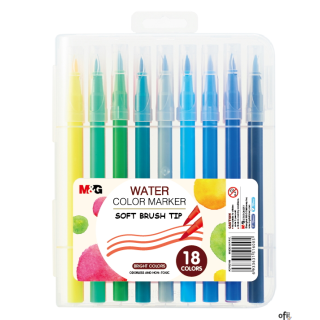 Pisak artystyczny pędzelkowy 1-4 mm, wodny, zestaw 18 kolorów, MG MG ACP92168