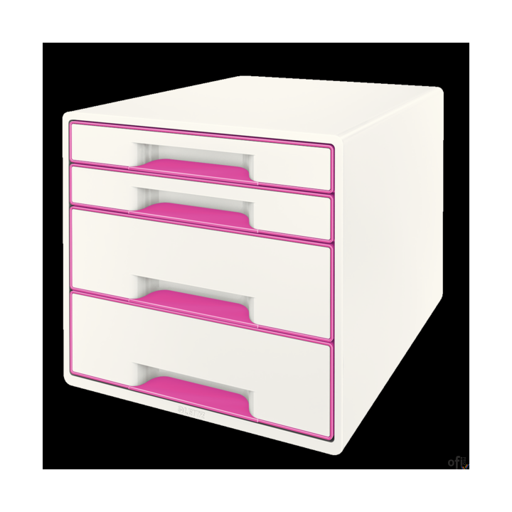 Pojemnik z 4 szufladami LEITZ WOW biało-różowy 52132023