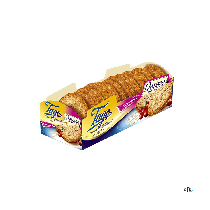 Ciasteczka TAGO owsiane z żurawiną 185g