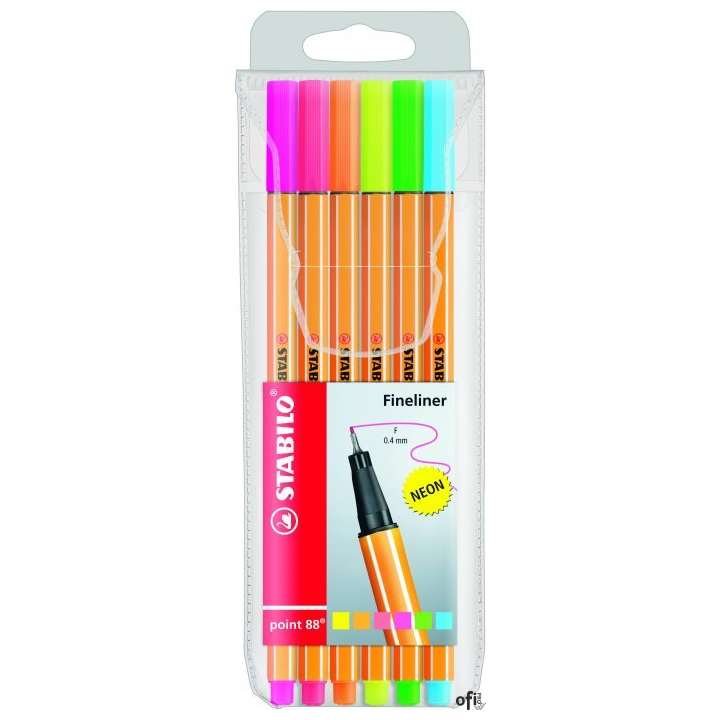 Cienkopis STABILO point 88 komplet 6szt. neonowy 88/6-1 88/6-1