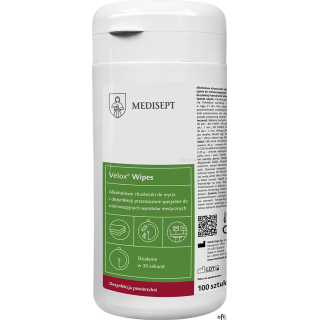 MEDISEPT VELOX WIPES Chusteczki na bazie alkoholu do szybkiej dezynfekcji powierzchni 100 sztuk