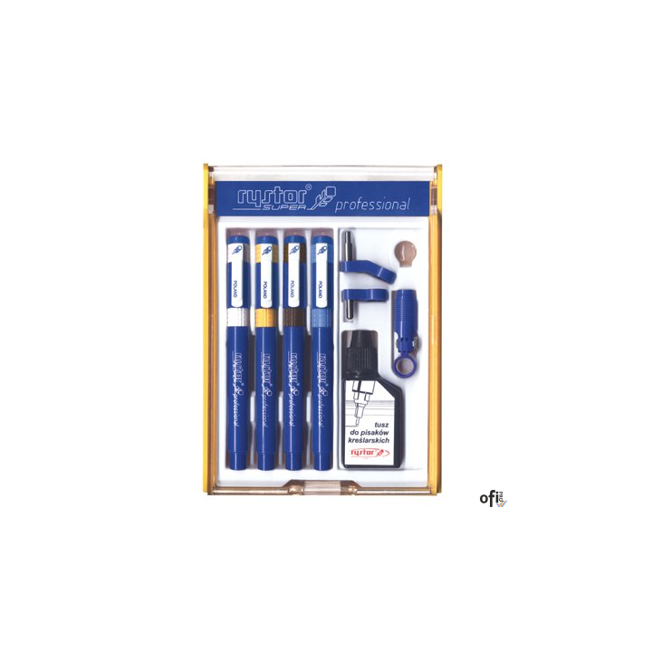 Komplet pisaków kreślarskich (4sztuki) 0,25mm, 0,35mm, 0,50mm, 0,70mm RYSTOR