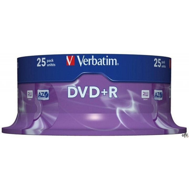 Płyta DVD+R VERBATIM CAKE (25) AZO srebrny mat 4.7GB x16 43500