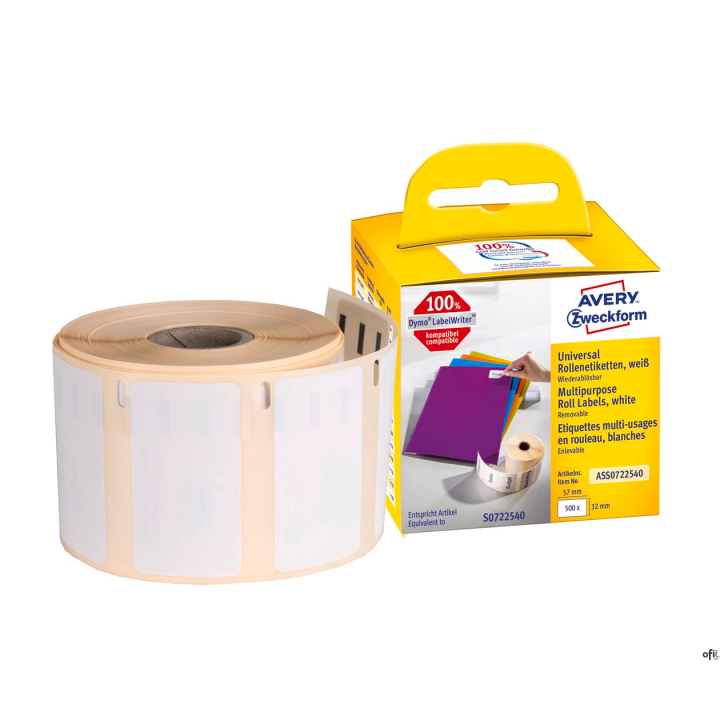 Etykiety uniwersalne ASS0722540 32x57 500 et. w rolce do termodruku, usuwalne, białe