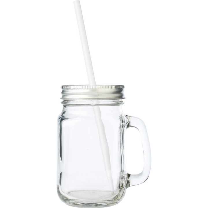 Słoik do picia 480 ml ze słomką