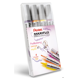 Markery suchościeralne MAXIFLO (4 sztuki) fiolet/brąz/żółty/pomarańczowy MWL5S-4W-EFGV PENTEL  komplet