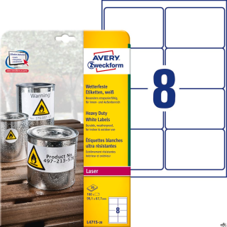 Etykiety Heavy Duty L4715-20 99,1 x 67,7 20 ark Avery Zweckform, białe, poliestrowe