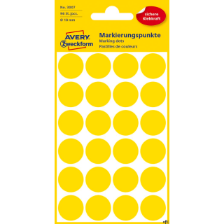 Kółka do zaznaczania żółte 3007 Q18 4 ark. Avery Zweckform