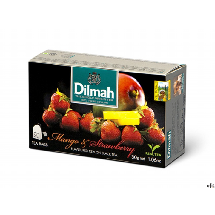 Herbata DILMAH MANGO z TRUSKAWKĄ (20 saszetek) czarna